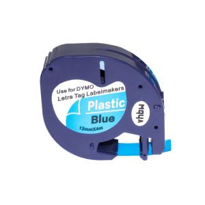 vhbw Ruban compatible avec Dymo LetraTag XR imprimante d'&eacute;tiquettes 4m x 12mm Noir sur Bleu - Neuf