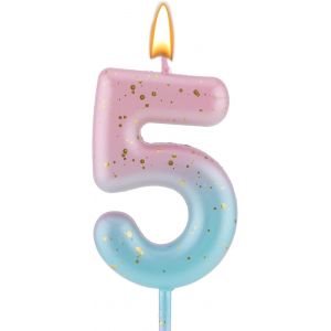 Eryi-Dégradé Numéro Lettre Bougie, Rose Bleu Dégradé Bougies D'anniversaire Pour Gâteau Chiffre Chiffre Lettre Bougies D'anniversaire Décoration Pour Anniversaire Fêtes Mariage (5) - Neuf