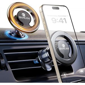 Fghbb-Support Telephone Voiture Pour Magsafe, 2 En 1 Magnétique Porte Téléphone Accroche, [44 Aimants] Aimant Telephone Voiture, Telephone Voiture Compatible Avec Iphone 16 Pro Max15 14 13 12 Plus Mi - Neuf