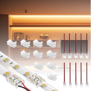 Kalanka-20 Pack 8mm 2 Pin Connecteur Led Kit Pour Ruban Led Cob Smd, Comprend 10 Pack Connecteurs De Bande Led Et 10 Pack C&acirc;ble D'extension De Bande Led - Neuf