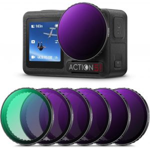Filtres Cpl Nd8 Nd16 Nd32 Nd64 Nd256 Snap-On Compatible Avec Dji 0smo Action 3/4/5 Pro Hd Nano-Rev&ecirc;tements &Eacute;tanche Anti Des Rayures L&eacute;ger[Z1302] - Neuf