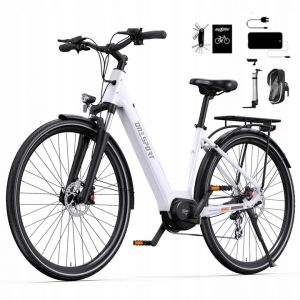 Vélo Électrique - Onesport Ot07 - Moteur Bafang Mid-Drive - 25 Km/H- 36v14ah -Capteurs De Couple - Frein Hydraulique - Batterie 374,4wh - Pneu 700c - Blanc - Neuf