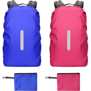 Jgd-Lot De 2 Housses De Pluie Pour Sac &Agrave; Dos 30l-40l Housse De Sac &Agrave; Dos Imperm&eacute;able Avec Bandes R&eacute;fl&eacute;chissantes Protection Sac &Agrave; Dos Pluie Avec Sac De Rangement Pour Randonn&eacute;e Cyclisme - Neuf