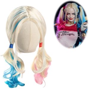 Kalanka-Perruque Harley Quinn, Perruque Bleue Et Rose, Perruque Femme, Perruque Cosplay Longue, Suicide Squad Perruque, Pour Filles Bal Masqu&eacute; F&ecirc;te De Carnaval Cosplay, Inclu Filet Chignon - Neuf