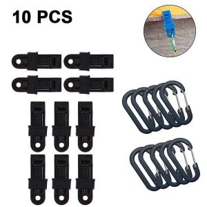 Lot De 10 Clips De Bâche Robustes Avec Mousquetons ¿ Plastique Pa Durable, Prise En Main Sûre, Idéal Pour Le Camping, Les Couvertures Et L'extérieur - Neuf