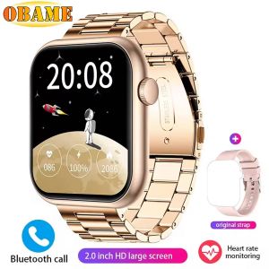Qx7 Montre Intelligente Hommes Femmes 2.01 Pouces Smartwatch Bluetooth Appel Fréquence Cardiaque Sos Sang Oxygène Gps Ai Voix Sport Smartwatch 2025New.Golden Mesh Pink.2025New Watch - Neuf