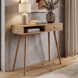 MCA Console HWC-P55, table de t&eacute;l&eacute;phone, table d'appoint, table de rangement, tiroir en bois massif, compartiment de rangement 80 x 80 x 34 cm, ch&ecirc;ne - Neuf