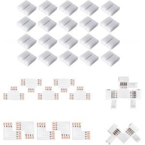 Connecteurs De Bande Led À 4 Broches Sans Soudure-Connecteur Sans Espace-8 Mm De Large-Répartiteur Rvb L-Connecteur En Forme De T Pour Bandes Lumineuses Led Multicolores Rvb 3528 2835 - Neuf