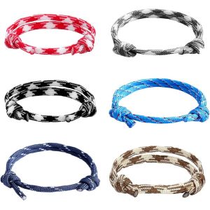 Eryi-6 Pièce Bracelet Corde Homme Bracelet Nautique Corde Surf Bracelets Bracelet Cordon Nautique Bracelet Homme Corde Surf Fait À La Main Bracelet Corde Bracelets D'amitié Cadeau - Neuf