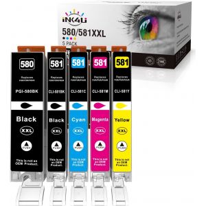 TEPPA-CLI-581 PGI-580 XXL Cartouche d'encre Compatibles pour Remplacement Canon 581 580 XXL pour Canon PIXMA TS6350 TS8350 TS8250 TS8150 TS705 TS6250 TS6150 TS6351 TS6151 TS8151 TS8251 TS8351(5 Pack) - Neuf