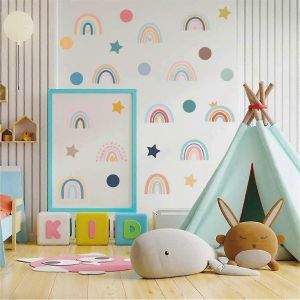 Boho Arc-En-Ciel Wall Decalcomanies Aquarelle Arc En Ciel Polka Wall Stickers B&eacute;b&eacute; Chambre D'enfant Filles Chambre &Agrave; Coucher Wal - Neuf