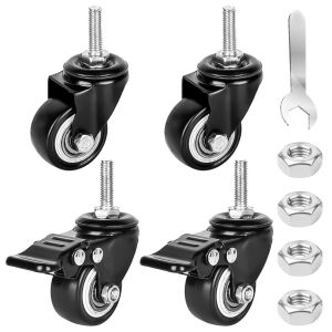 Lot de 4 roulettes de meuble de 40 mm : vis M8 x 25 mm Roulettes fixes M8 Roulettes pivotantes pour charges lourdes Roulettes pivotantes pour meubles 2 avec frein et 2 sans freins, 35 kg Rotation à - Neuf