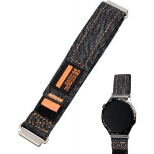 Kal-Bracelet De Montre En Toile Jean 20mm, R&eacute;glable Bracelet Montre Avce Velcro, Durable Et Robuste Bracelet Montre Homme Femme Avec Fonction De Lib&eacute;ration Rapide, Noir - Neuf