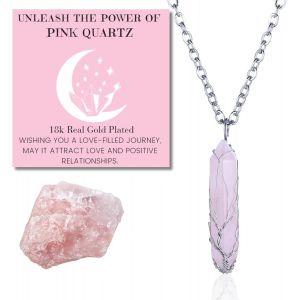 Trahoo-Collier En Pierre De Lune - Amour Lunaire - Fil Arbre De Vie Fait Main Plaqué Platine/18 Carats Or,Pendentifs En Forme De Hexagonale En Cristal Naturel Et Chaîne De 50cm,Cadeau Pour Elle - Neuf