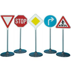 ERYI-2980 Set De 5 Panneaux De Signalisation I Pour Initier Les Petits Cyclistes À La Sécurité Routière I Hauteur Des Panneaux: Env. 73 Cm I Jouet Pour Enfants À Partir De 3 Ans - Neuf