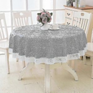 Nappe ronde en toile cirée en pvc de 180 cm,avec motif floral et dentelle,résistante aux taches imperméables - Neuf