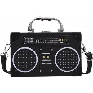 Sac &agrave; bandouli&egrave;re r&eacute;tro cassette sac &agrave; main pour femme : 19 x 12 x 5 cm Sac &agrave; bandouli&egrave;re oblique Radio Sac &agrave; main Sac &agrave; main Sac &agrave; bandouli&egrave;re cassette pour d&eacute;coration de f&ecirc;te disco - Neuf