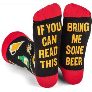 Jgd-Chaussettes Fantaisie Pour Homme : Chaussettes Antid&eacute;rapantes Amusantes Avec Inscription &laquo; If You Can Read This Bring Me Some Wine Tea Coffee Beer &raquo; Pour No&euml;l, Anniversaire, Saint-Valentin - Neuf