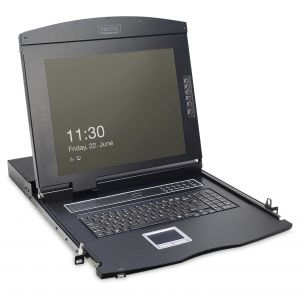 Digitus Console modulaire avec &eacute;cran TFT de 17 po (43,2 cm), 16 ports clavier-vid&eacute;o-souris et pav&eacute; tactile, clavier fran&ccedil;ais - Neuf