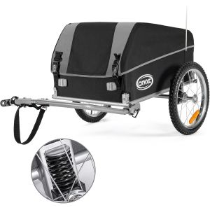 Subzonal-Remorque Velo Cargo Avec Amortisseur, Capacit&eacute; De Charge Jusqu'&agrave; 120l Et 88lb / 40kg, Remorque De Fret Pliante, Remorque De Transport De Signal De S&eacute;curit&eacute; De V&eacute;lo Avec B&acirc;che (Jaune) - Neuf
