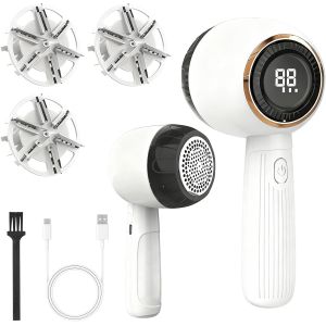 MEVRONISSHOP-Rasoir &agrave; Bouloches &Eacute;lectrique, Enleve-Bouloches Rechargeable Portable, 3 Vitesses R&eacute;glables, Affichage LED, Pour Tous Tissus, V&ecirc;tements et Meubles, Livr&eacute; avec Brosse de Nettoyage - Neuf