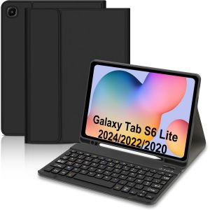 Coque Clavier pour Samsung Tab S6 Lite 10,4"" 2024/2022/2020, etui Francais Magnetique Keyboard avec Porte Crayon, AZERTY Layout pour Galaxy Tab S6 Lite, Noir - Neuf