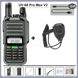Baofeng UV-68 Pro Max V2 10W IP68 talkie-walkie étanche haute puissance CB jambon longue portée UV-S22 Pro V2 UV-98 Pro Radios portables - Type G-Mic - Neuf