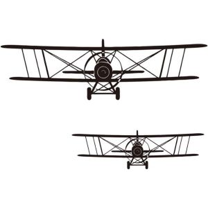 Trahoo-2 Pièces Autocollant Mural Avion, Sticker Mural Amovible Bricolage Avion Pour Salon Chambre Décor À La Maison, Avion Décor Mural Art Mural Cool Pour Enfants Garçons, Biplan - Neuf