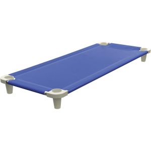 Lit De Sieste Pour Enfants, Lit Portable Pour Tout-Petit, Empilable, 52 Pouces De Long (Tubes En Acier Inoxydable) (Tissu En Maille Respirante Bleu - Pieds Gris) (1 Pack) - Neuf