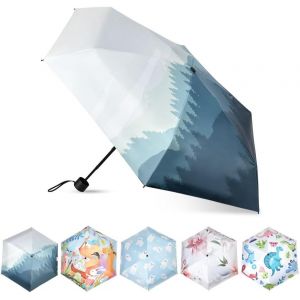 Mini Parapluie Pliant, Parapluie De Voyage Pliable Parapluie Homme Femme Parapluies Pliants, Manuel Compact R&eacute;sistant Au Vent Parapluie Poign&eacute;e En Alliage Compact Et Fort En Aluminium - Neuf