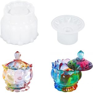 2 Pcs Moule Resine Epoxy Boite,Moules en R&eacute;sine pour Bo&icirc;te &agrave; Bijoux,Moulle Resin Epoxy Bo&icirc;te de Rangement,pour Artisanat Fait Main,DIY Gift Box,Home Decoration (crystal molds) - Neuf