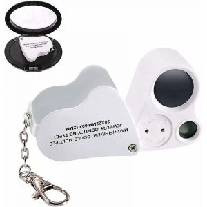Loupe de bijouterie portable à LED 30x 60x, loupe oculaire à double lentille, micro-microscope avec porte-clés et cordon - Neuf