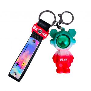 Porte-Cles Pendentif En Forme D'ours Cool Degrade De Couleurs Elegant Delicat Pvc Pendentif Animal Vert Rouge - Neuf