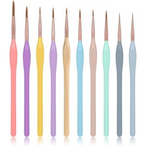 Chenquansarl-Lot De 10 Pinceaux De Peinture Pour Petits Détails - Pour Maquette Miniature, Artisanat, Aquarelle, Acrylique, Huile, Vi , Bois, Rocher - Neuf
