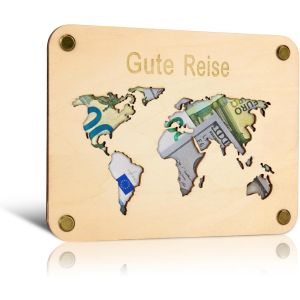 TZF-Cadeau de voyage du monde - Carte du monde en bois - Cadeau de voyage - Cadeau pour voyage du monde - Caisse de vacances - Tirelire - Cadeau pour les voyageurs - Neuf