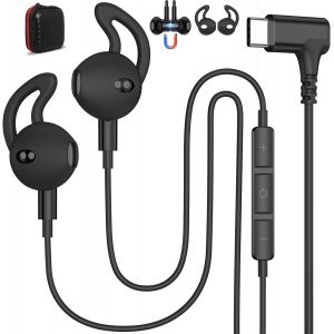 KALANKA-&Eacute;couteurs USB-C pour iPhone 17 Reno15 Pro Max 5G, &Eacute;couteurs intra-auriculaires magn&eacute;tiques coud&eacute;s &agrave; 90&deg; de type C Avec microphone et contr&ocirc;le volume pour Google Pixel 10 9 8 Galaxy S25 S24 A1 - Neuf
