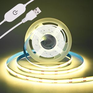 Bande Lumineuse Led Cob 5 V-Bande Usb-320 Led/M-Intensité Variable-Rétroéclairage Tv Usb-Ruban Flexible Sous Meuble-Pour Chambre À Coucher (Blanc Naturel 4000 K,3 M) - Neuf