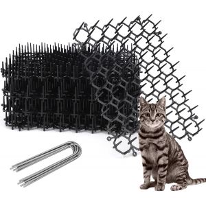 Lot De 12 Tapis Anti-Chats Avec Pics, Tapis De Jardinage En Plastique, Répulsif Anti-Chats Avec 8 Piquets, Butée Anti-Creusage, Répulsif Anti-Pics Pour Animaux Sauvages - Neuf