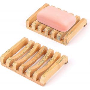 Porte-savon en bois (2 pi&egrave;ces),plateau &agrave; savon,porte-savon fait &agrave; la main,porte-savon de salle de bain,porte-savon de pont d'&eacute;vier,bo&icirc;te &agrave; savon en bambou naturel,bo&icirc;te &agrave; savon pour laveuse de s - Neuf