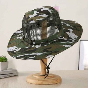 Chapeau Seau Respirant Pour Hommes,Plusieurs Styles,Pare-Soleil De Plage En Plein Air,Casquettes De Pêche D'été,Trekking,Casquette De Pêcheur En Maille Pliable - Type Camo-Green - Neuf