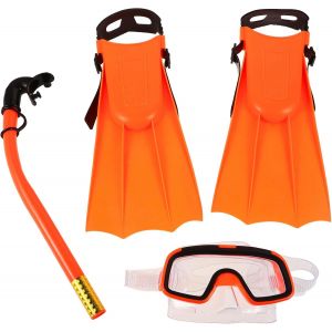 1 Ensemble &Eacute;quipement De Plong&eacute;e Sous-Marine Pour Enfants Plong&eacute;e En Apn&eacute;e Bleu Nageoires &Eacute;quipement De Plong&eacute;e Compact Lunettes De Natation Scaphandre Autonome Plastique Orange - Neuf