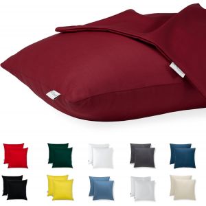 Cauc-Taie D'oreiller 60x60 Coton Satin Premium Lot De 2 Housse Coussin Pour Coussins Canap&eacute;/Lit Tissu Super Doux Resistant Et Lavable Hypoallerg&eacute;nique Anti-Acariens Avec Fermeture &Eacute;clair Invisible - Neuf