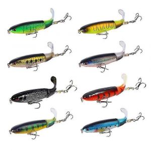 Leurres De Pêche En Surface,Ensemble De 8 Leurres Plopper Bass Avec Queue Flottante Rotative - Neuf