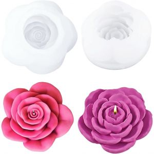 2pi&egrave;ces Moule &Agrave; Bougie Moule En Silicone Pour Fleur De Rose Moule En R&eacute;sine &Eacute;poxy - Neuf