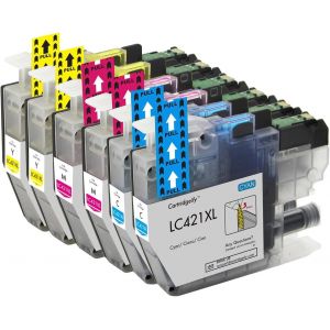 LC421XL LC-421XLVAL Lot de cartouches d'encre compatibles avec Brother LC-421 LC421XL (2 x cyan, 2 x magenta, 2 x jaune) pour DCP-J1050DW MFC-J1010DW DCP-J1140DW - Neuf