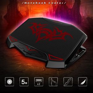 Moins de 15.6 Pouces Pad de Refroidissement verser Ordinateur Portable de Jeu Bleu, 3 Ventilateurs Silencieux, 2 Ports USB et lumière LED Rouge, Radiateur d'ordinateur portable - Neuf