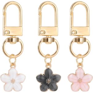 Kal-Porte-Clés Fleur Filles, 3 Pièces Pendentif Mini Breloques Pendentif Porte Clef Femme Porte Clef Mignon Bag Charm Fleur Esthétique Breloques Cadeaux Mignons Pour Femmes - Neuf