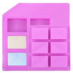 Lot De 10 Moules &Agrave; Savon En Silicone,Moule &Agrave; Savon Rectangulaire En Silicone &Agrave; 6 Cavit&eacute;s - Neuf