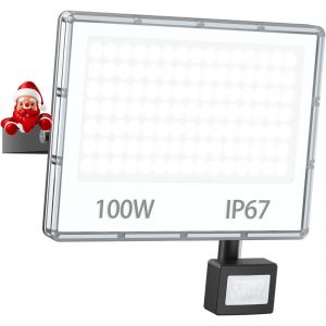 Tianyi-100w Projecteur Led Exterieur Detecteur De Mouvement 1 Pièces - 10000lm Ip67 Étanche Spot Led Extérieur Detecteur De Mouvement, 7000k Blanc Froid Eclairage Exterieur Avec Détecteur Jardin - Neuf