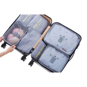 Ensemble de 7 cubes de rangement de voyage - Sacs de rangement en polyester pour v&ecirc;tements, maquillage, chaussures et accessoires - Neuf